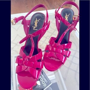 YSL Tribute Platform Sandals in Patent Leather!